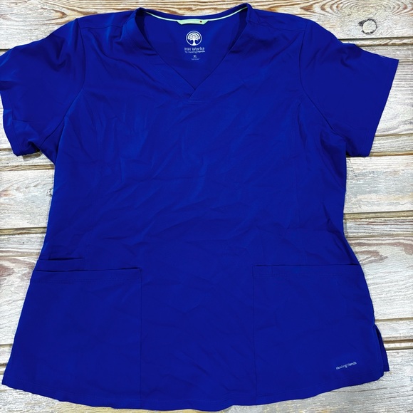 Healing Hands Galaxy Blue Scrub Set (top XL - bottoms L) - Picture 2 of 5